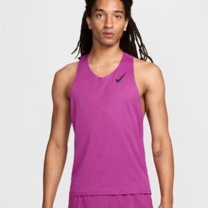 Nike Aeroswift Dri-Fit ADV Slim Fit Running Singlet Fuchsia Mens FN4231-518 Sz S